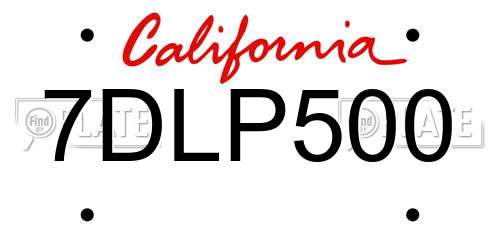 7DLP500 California License Plate
