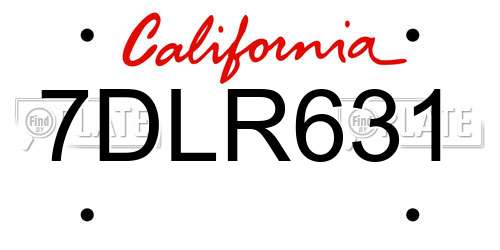 7DLR631 California License Plate