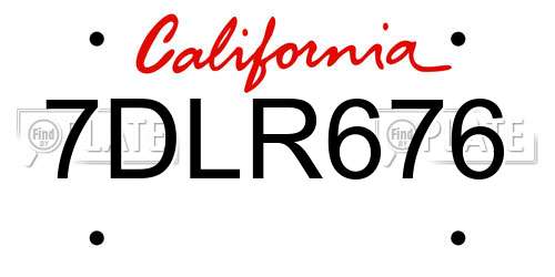 7DLR676 California License Plate