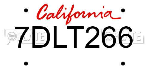 7DLT266 California License Plate