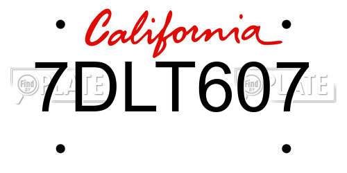 7DLT607 California License Plate