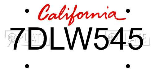 7DLW545 California License Plate