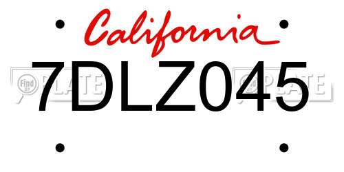 7DLZ045 California License Plate