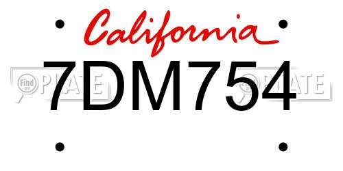 7DM754 California License Plate