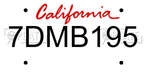 7DMB195 California License Plate