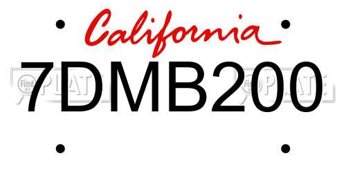 7DMB200 California License Plate