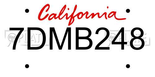 7DMB248 California License Plate