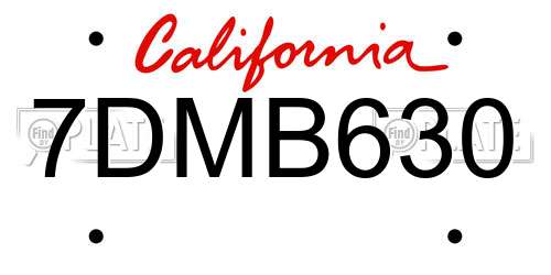 7DMB630 California License Plate