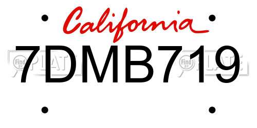 7DMB719 California License Plate
