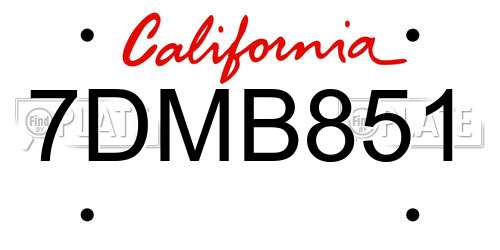 7DMB851 California License Plate