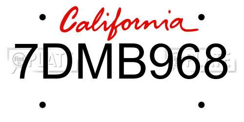 7DMB968 California License Plate