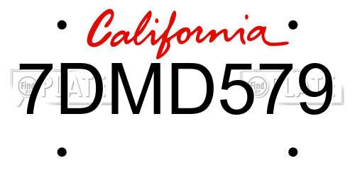 7DMD579 California License Plate