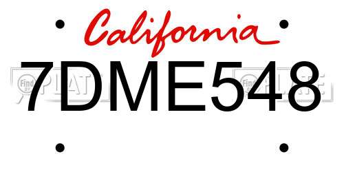 7DME548 California License Plate