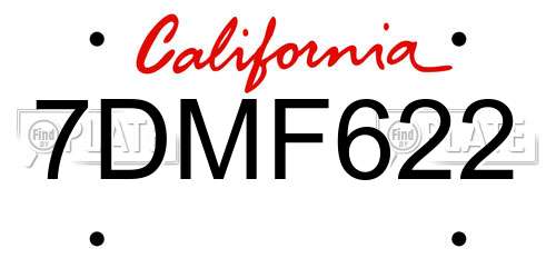 7DMF622 California License Plate