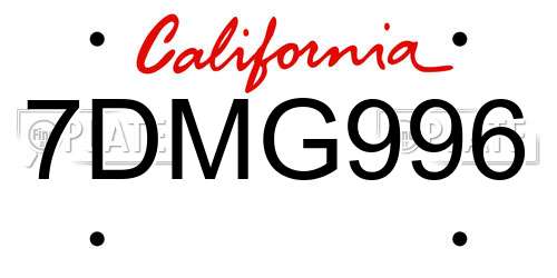 7DMG996 California License Plate