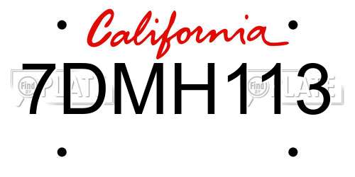 7DMH113 California License Plate