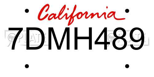 7DMH489 California License Plate