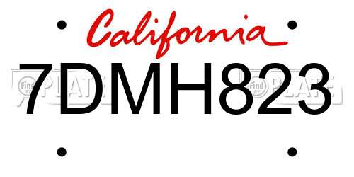 7DMH823 California License Plate