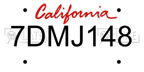 7DMJ148 California License Plate