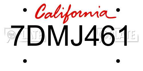 7DMJ461 California License Plate