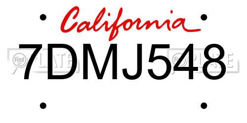 7DMJ548 California License Plate