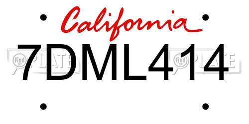 7DML414 California License Plate