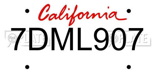 7DML907 California License Plate