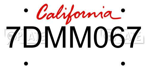7DMM067 California License Plate