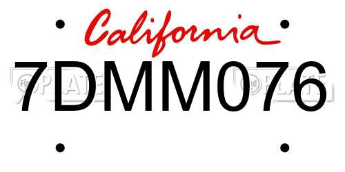 7DMM076 California License Plate