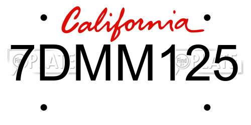 7DMM125 California License Plate