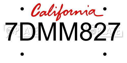 7DMM827 California License Plate