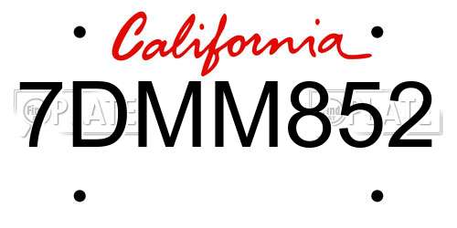 7DMM852 California License Plate