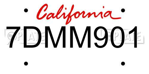 7DMM901 California License Plate