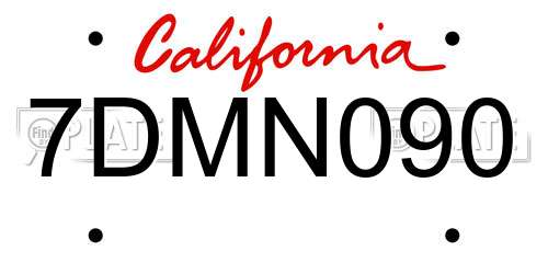 7DMN090 California License Plate