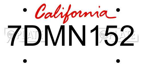 7DMN152 California License Plate