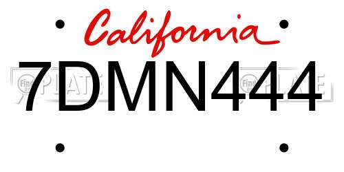 7DMN444 California License Plate