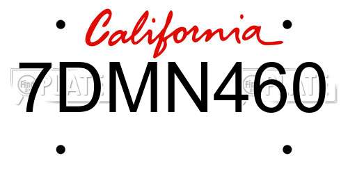 7DMN460 California License Plate