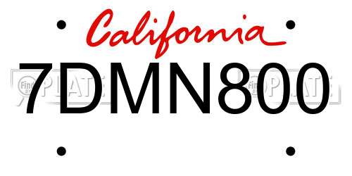 7DMN800 California License Plate