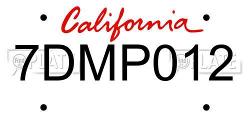 7DMP012 California License Plate