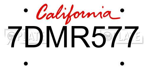 7DMR577 California License Plate