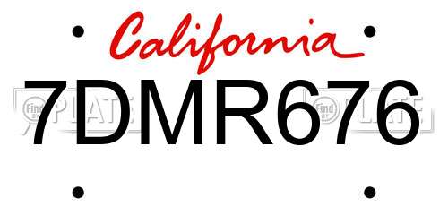 7DMR676 California License Plate