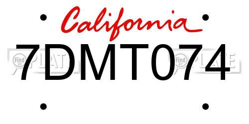 7DMT074 California License Plate