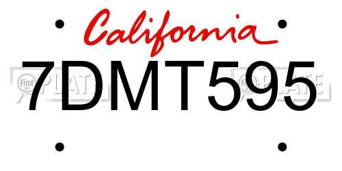 7DMT595 California License Plate