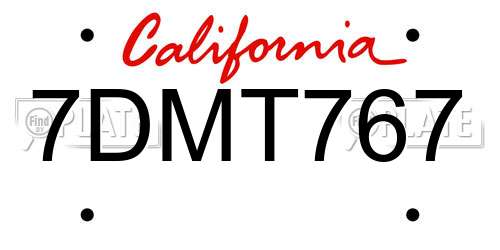 7DMT767 California License Plate