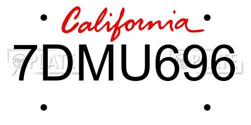 7DMU696 California License Plate