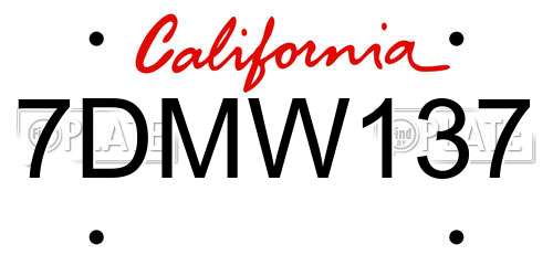 7DMW137 California License Plate
