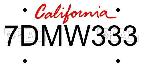 7DMW333 California License Plate
