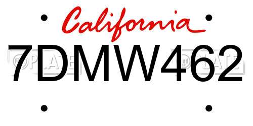 7DMW462 California License Plate