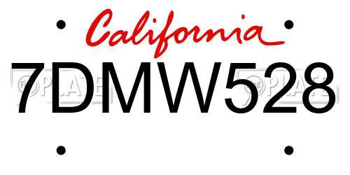 7DMW528 California License Plate