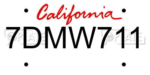 7DMW711 California License Plate